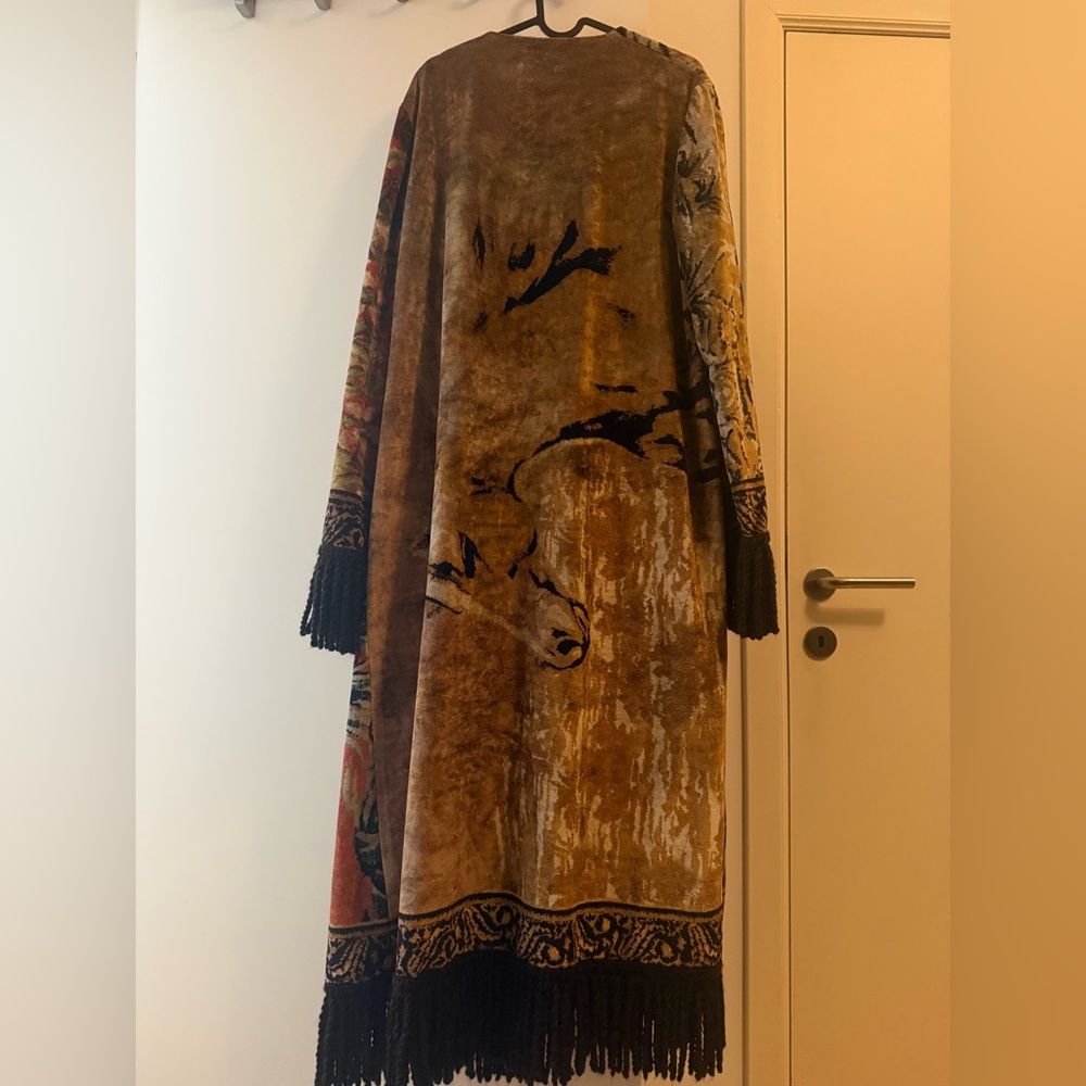 Etro Multicolor Floral Cape coat with Fringe - Picture 7 of 13